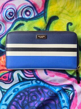 Striped Kate Spade zip around wallet